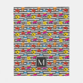 Herr Men & Little Miss | Streifenmuster | Monogram Fleecedecke (Vorderseite)
