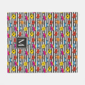 Herr Men & Little Miss | Streifenmuster | Monogram Fleecedecke (Vorderseite (Horizontal))