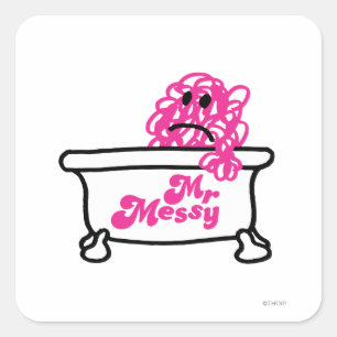 Herr Messy Badewannen-Logo Quadratischer Aufkleber