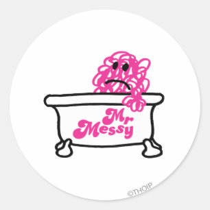 Herr Messy Badewannen-Logo Runder Aufkleber