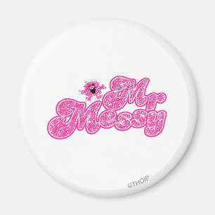 Herr Messy Funkelnder rosa Name Magnet