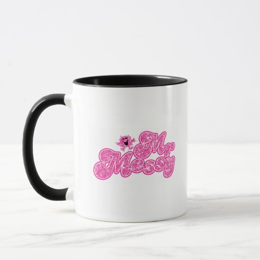 Herr Messy | Funkelnder rosa Name Tasse (Links)