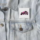 Herr Messy | Große schwarze und rosa Buchstaben Button (Beispiel)