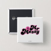 Herr Messy | Große schwarze und rosa Buchstaben Button (Vorne & Hinten)