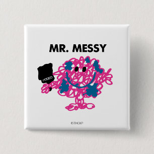 Herr Messy hält einen Pinsel Button