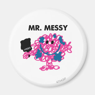 Herr Messy hält einen Pinsel Magnet