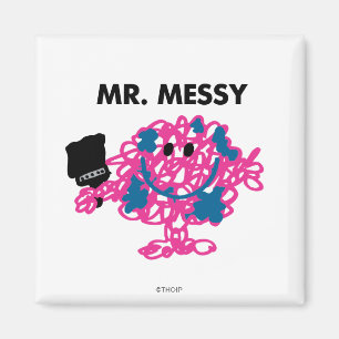 Herr Messy hält einen Pinsel Magnet