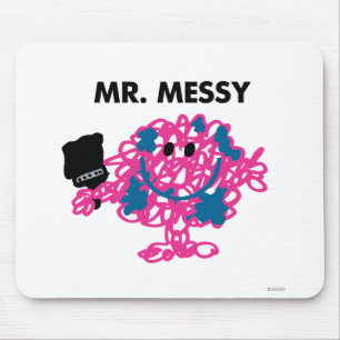 Herr Messy hält einen Pinsel Mousepad