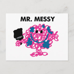 Herr Messy hält einen Pinsel Postkarte