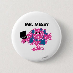 Herr Messy Holding a Paintbrush Button