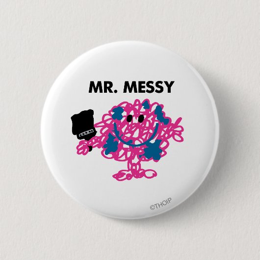 Herr Messy Holding a Paintbrush Button (Vorderseite)