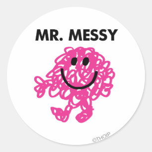Herr Messy Klassische Pose Runder Aufkleber