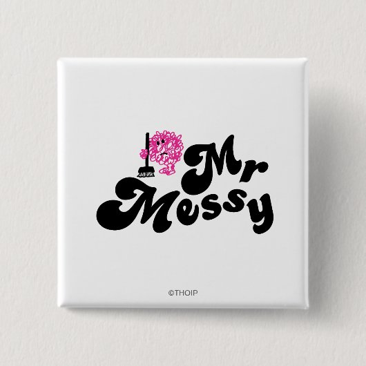 Herr Messy | Reinigung mit Besen Button (Vorderseite)