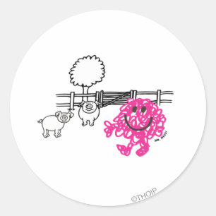 Herr Messy & zwei Schweine Runder Aufkleber