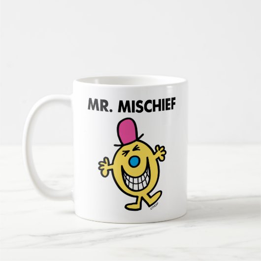 Herr Mischief |, das vergnügt lächelt Kaffeetasse (Links)