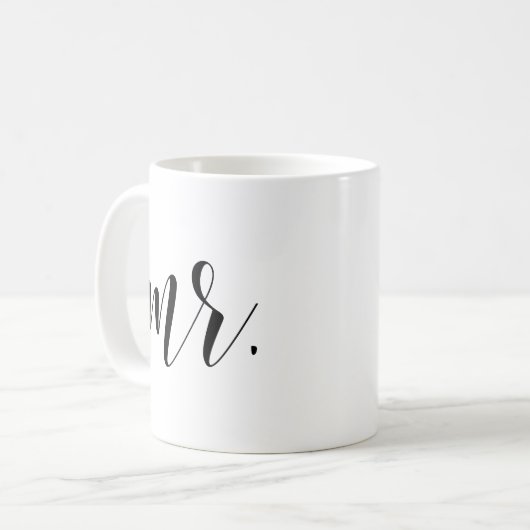 Herr Modern Calligraphy | Schwarze Typografie Kaffeetasse (Vorderseite Links)