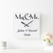 Herr & Mr Custom GAY MEN's Clock Geschenk Quadratische Wanduhr (Zuhause)