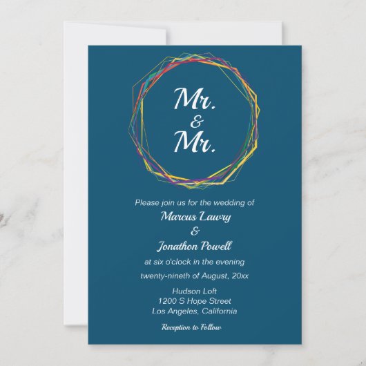 Herr & Mr. Gay Wedding Invitation Rainbow Lila Einladung (Vorderseite)