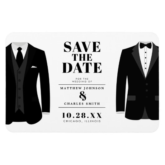 Herr & Mr. Modern Black Wedding Tux - Magnet (Horizontal)