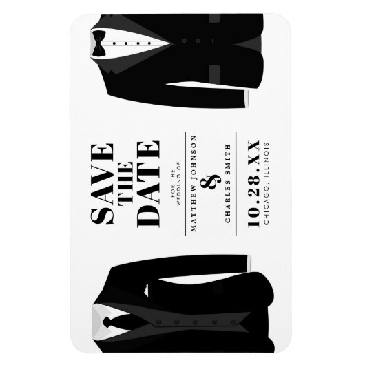 Herr & Mr. Modern Black Wedding Tux - Magnet (Vertikal)