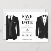 Herr & Mr. Modern Black Wedding Tux - Magneteinladung (Vorderseite)