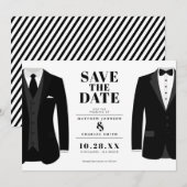 Herr & Mr. Modern Black Wedding Tux - Save the Dat Date (Vorne/Hinten)