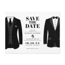 Herr & Mr. Modern Black Wedding Tux - Save the Dat