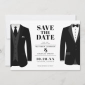 Herr & Mr. Modern Black Wedding Tux - Save the Dat Save The Date (Vorderseite)