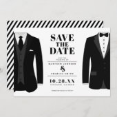 Herr & Mr. Modern Black Wedding Tux - Save the Dat Save The Date (Vorne/Hinten)