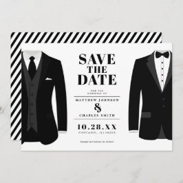 Herr & Mr. Modern Black Wedding Tux - Save the Dat Save The Date
