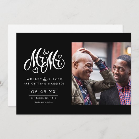 Herr & Mr. Script - Save the Date mit Foto (Vorne/Hinten)