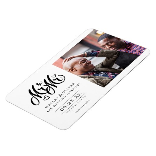 Herr & Mr. Script - Save the Date mit Foto Magnet (Linke Seite)