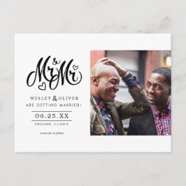 Herr & Mr. Script - Save the Date mit Foto Postkarte