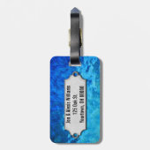 Herr & Mrs. auf blauem Glas Gepäckanhänger (Rückseite vertikal)