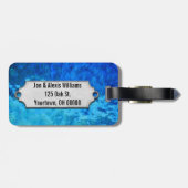 Herr & Mrs. auf blauem Glas Gepäckanhänger (Rückseite horizontal)