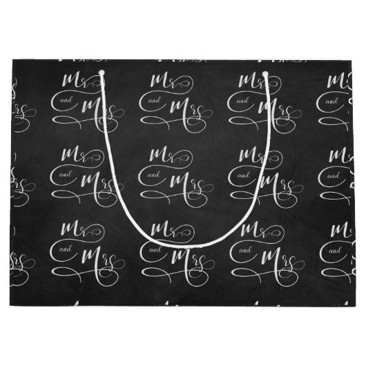 Herr & Mrs. auf schwarzer Tafel Große Geschenktüte (Vorderseite)