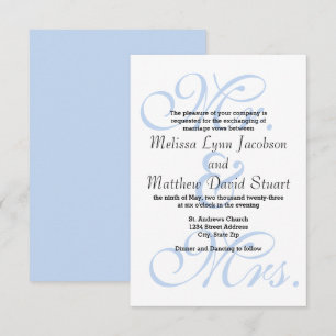 Herr & Mrs Blue - 3x5 Einladung zum Hochzeitsfeier