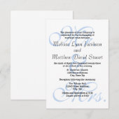 Herr & Mrs Blue-3x5 Wedding & Empfang Einladung (Vorne/Hinten)