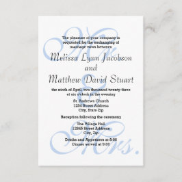 Herr & Mrs Blue-3x5 Wedding & Empfang Einladung