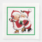 Herr & Mrs Claus Ice Skaten Serviette (Vorderseite)