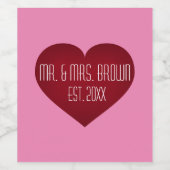 Herr & Mrs. Crimson Heart Weinetikett (Einzelnes Label)