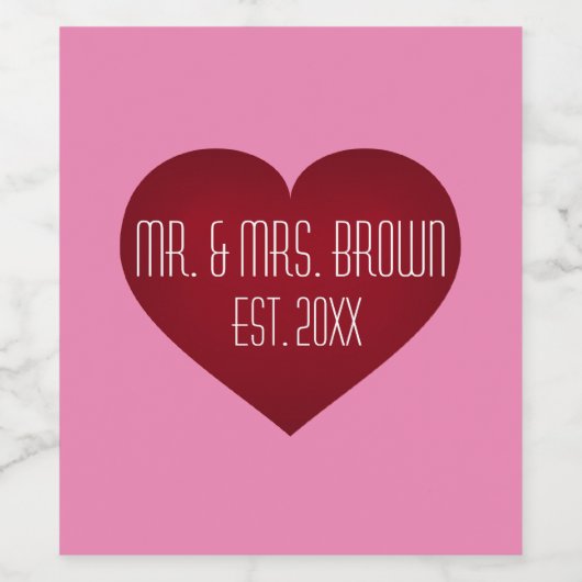 Herr & Mrs. Crimson Heart Weinetikett (Einzelnes Label)