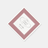 Herr & Mrs. Dusty Rose Elegant Wedding Chic Hearts Serviette (Ecke)