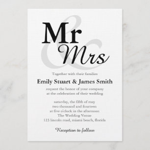 Herr &Mrs einfache elegante Typografie-Hochzeit Einladung