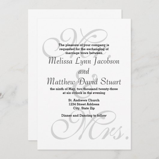 Herr & Mrs. - Einladung zur Hochzeit (Vorne/Hinten)