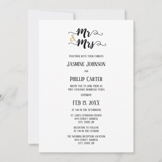 Herr & Mrs. - Einladung zur Hochzeit/Empfang (Vorderseite)