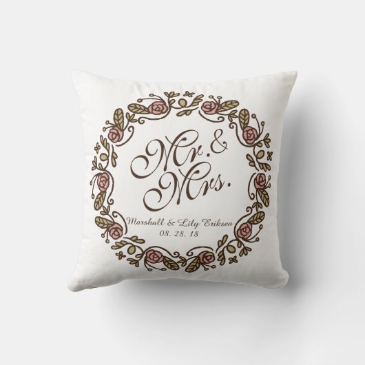 Herr & Mrs. Elegant Floral Wedding | Kissen (Rückseite)