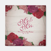 Herr & Mrs. Elegant Floral Wedding Magnet (Vorne)
