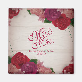 Herr & Mrs. Elegant Floral Wedding Magnet