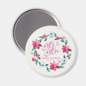 Herr & Mrs. Elegant Floral Wedding | Magnet (Vorderseite/Rückseite)